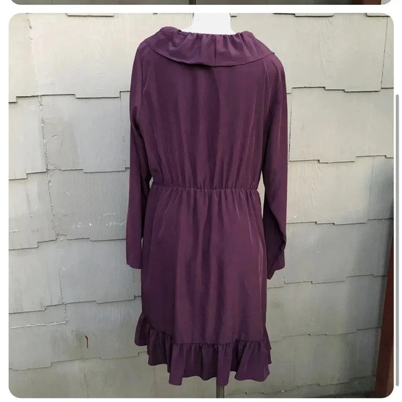 gb x Amanda Uprichard Malia Purple Ruffle Mini Faux Wrap Long Sleeve Dress - Picture 5 of 6